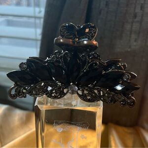 Fabulous Black & Bronze Hairclip with Faceted Black Stones